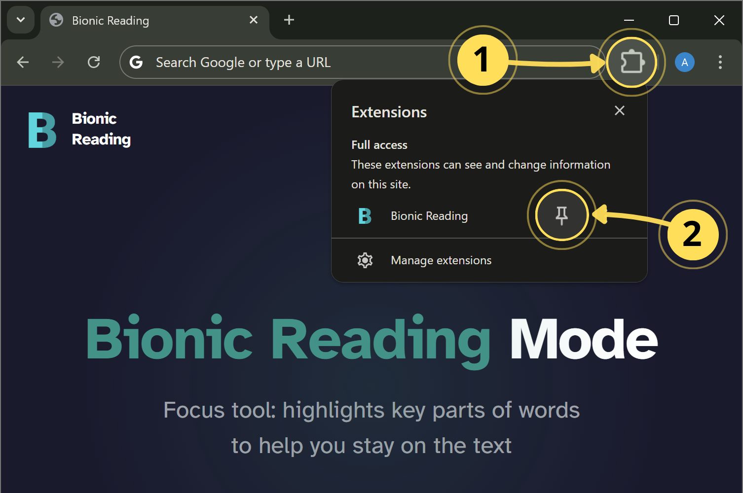 Step 1 — Pin the extension